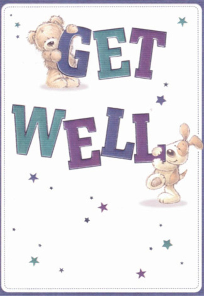 Celebrating the art of gentle encouragement, this get well card spotlights a sweet bear and a joyful puppy, each rendered with careful detail and the kind of warmth local to Tufnell Park gatherings. Playful star motifs swirl and dance across a soothing cream backdrop, their colours-purples, aquas, and deep blues-seeming to float on air, as if scattering healing wishes across the neighbourhoods near Fortess Road and Dartmouth Park Hill. The large, confident lettering anchors the design, shaded in vibrant yet calming hues that mirror the florals you'd find in bespoke arrangements from Tufnell Park Flowers. There's a near-tactile sense to the scene: you can almost feel the soft, plush texture of the bear's rounded fur, the velvety weight of the puppy's drooping ears, a comforting presence akin to the familiar touch of a local florist's hand-delivered bouquet. The illustration radiates positivity and heartfelt care, making the act of sending this card feel as personal as walking a bundle of fresh flowers to a doorstep on a sunny Tufnell Park morning. Both endearing characters gaze outward with an expression that blends reassurance and bright optimism, ensuring that even a simple get well wish has the power to lift spirits and inspire hope throughout the community.
